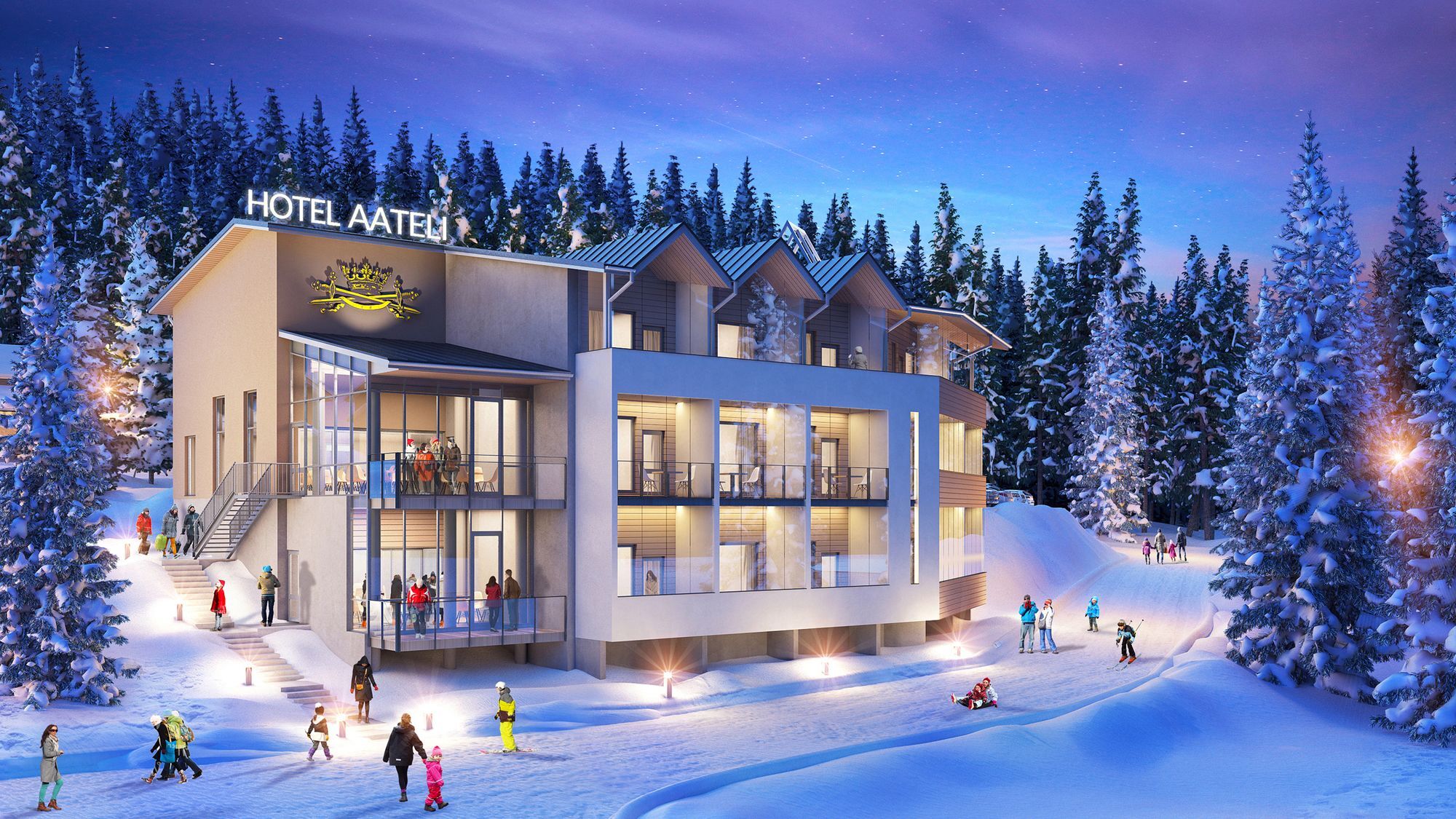 Hotel Aateli Hillside Vuokatti Exterior foto